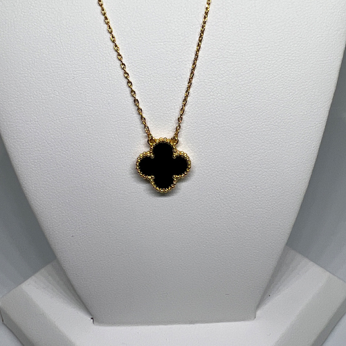 Black And Gold Clover Necklace
