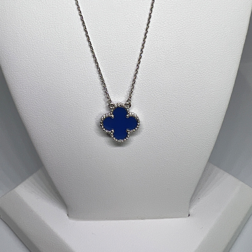 Blue And Silver Clover Necklace