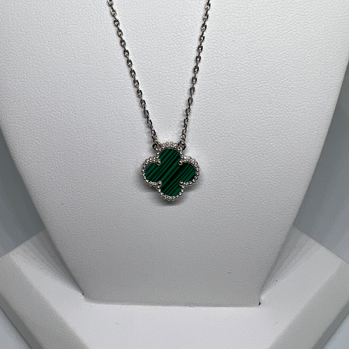 Green And Silver Clover Necklace